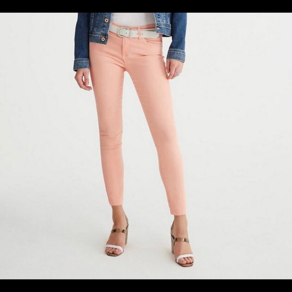 NWT AG Zip Up Skinny Ankle Jeans Sz 25 Peach